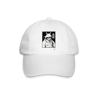 Samurai-Shogun-Katze - Baseballkappe - Weiß/Weiß - Vorne