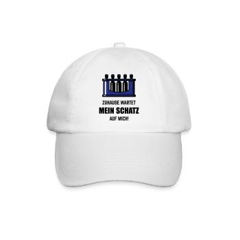 XZuhause Wartet Mein Schatz Auf Mich! (Blau) - Baseballkappe - Weiß/Weiß - Vorne