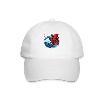 Oktopus Japanische Kunst Octopus Japanese Art - Baseballkappe - Weiß/Weiß - Vorne