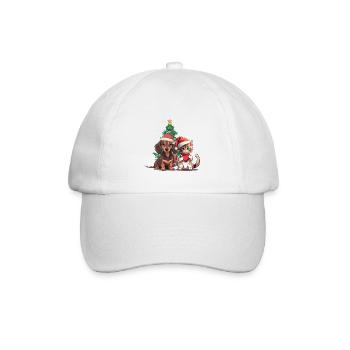 Hund Katze Nikolaus Bescherung Santa Haustiere - Baseballkappe - Weiß/Weiß - Vorne