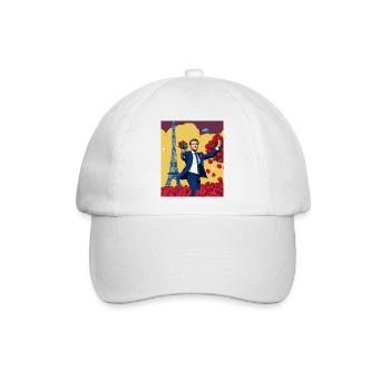 Macron, Humor T-Shirt, Männergeschenk, Frauen, Blume - Baseballkappe - Weiß/Weiß - Vorne