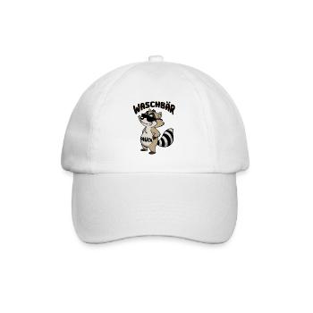 Waschbär Bauch - Waschbrett Bauch Cartoon - Baseballkappe - Weiß/Weiß - Vorne