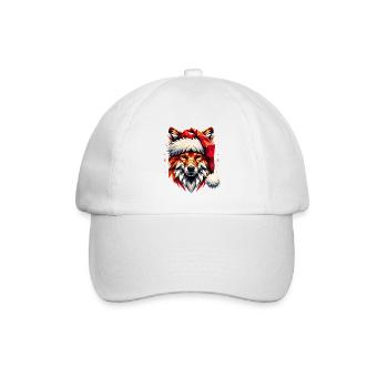 Polygon Kunst - Fuchs mit Weihnachtsmütze - Baseballkappe - Weiß/Weiß - Vorne