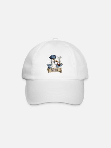 Vintage Seemöwe Nautischer Vogel - Baseballkappe - Weiß/Weiß