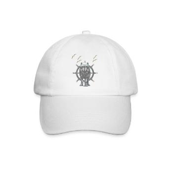 maritim Steuermann Steuerrad Hund Wolf mystisch - Baseballkappe - Weiß/Weiß - Vorne