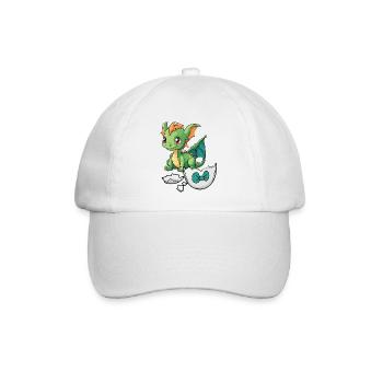 Dinos Dinos Kinder Kind Baby Drache Drachen Ei - Baseballkappe - Weiß/Weiß - Vorne