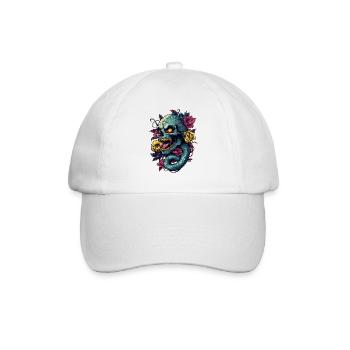 Skull and Snake - Baseballkappe - Weiß/Weiß - Vorne