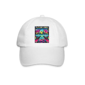 Future Vibes - Futuristische Neon-Cityscape - Baseballkappe - Weiß/Weiß - Vorne