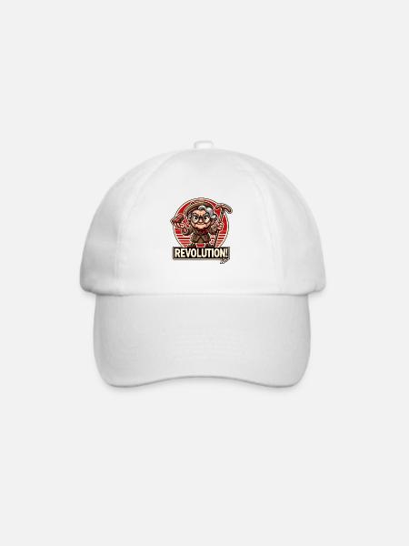 Witzige Oma mit Ziegelstein: Lustige Revolution - Baseballkappe - Weiß/Weiß