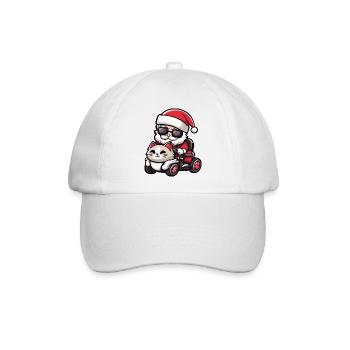 Katze Weihnachtsmann Cartoon - Baseballkappe - Weiß/Weiß - Vorne