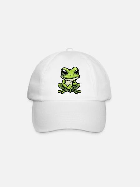 Frosch Comic - Baseballkappe - Weiß/Weiß