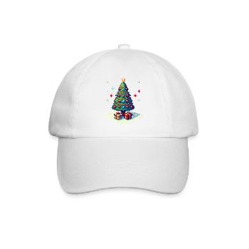 8 Bit Weihnachtsbaum - Baseballkappe - Weiß/Weiß - Vorne