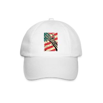 USA-Flagge und Kralle des Amerikanischer Albtraum - Baseballkappe - Weiß/Weiß - Vorne