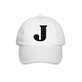 Monogrammierter schottischer Tartan j - Baseballkappe - Weiß/Weiß - Vorne