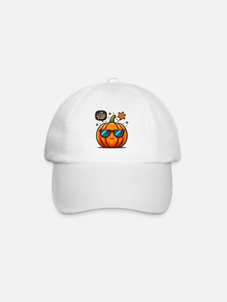 Herbststar: Kürbis mit Sonnenbrille - Baseballkappe - Weiß/Weiß
