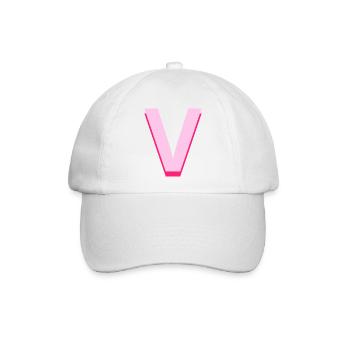 Pop und moderner rosa Buchstabe v - Baseballkappe - Weiß/Weiß - Vorne