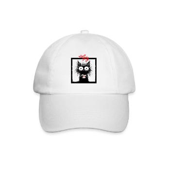 Katze Kaffee Kaffeetrinker Katzenmama Lustig Miau - Baseballkappe - Weiß/Weiß - Vorne