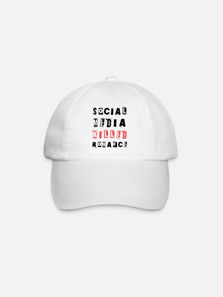 Social Media Killed Romance Soziales Statement - Baseballkappe - Weiß/Weiß