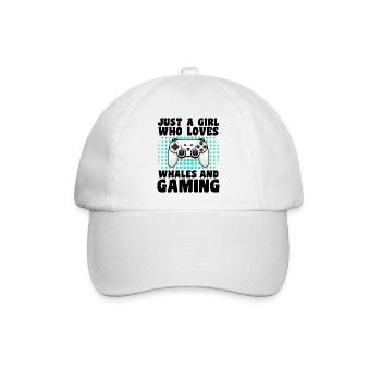 Gamer und Wale: Videospiele und Meeresabenteuer - Baseballkappe - Weiß/Weiß - Vorne