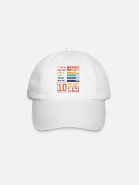10 Jahre alt! Geburtstagsgeschenk 10. Geburtstag - Baseballkappe - Weiß/Weiß