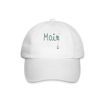 Moin Begrüßung Moin mit Möwe - Baseballkappe - Weiß/Weiß - Vorne