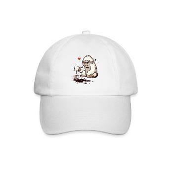 Kleiner Gorilla verschüttet Kaffee - Baseballkappe - Weiß/Weiß - Vorne