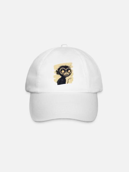 Affe - Baseballkappe - Weiß/Weiß