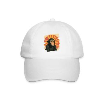 Affe Retro - Baseballkappe - Weiß/Weiß - Vorne