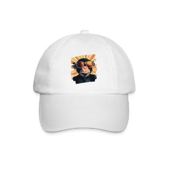 Affe Retro - Baseballkappe - Weiß/Weiß - Vorne
