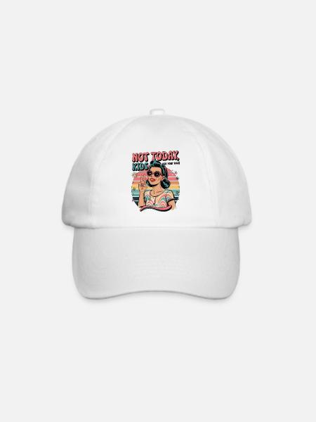 Nicht heute Kinder Shirt | Lustiges Retro Mama Design - Baseballkappe - Weiß/Weiß