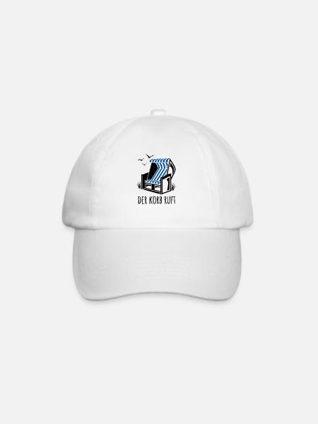 Der Korb ruft - Strandkorb - Meer - Urlaub - Baseballkappe - Weiß/Weiß