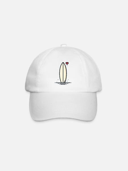 Retro Surfbrett mit Herz - Baseballkappe - Weiß/Weiß