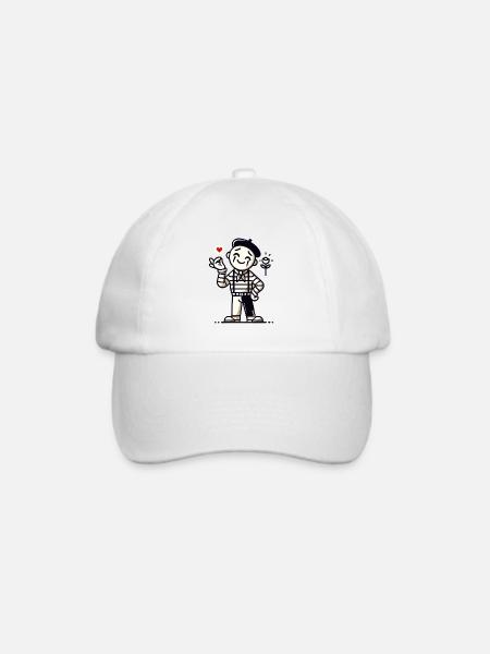 Fröhlicher französischer Mime - Baseballkappe - Weiß/Weiß