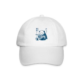 Kawaii Retro Katzen Ramen Ukiyo-E Streetwear - Baseballkappe - Weiß/Weiß - Vorne