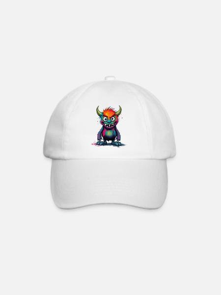 Bunte Monsterkunst - Niedlicher & verspielter Charakter - Baseballkappe - Weiß/Weiß