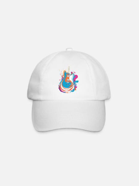 Bunte E-Gitarre - Baseballkappe - Weiß/Weiß