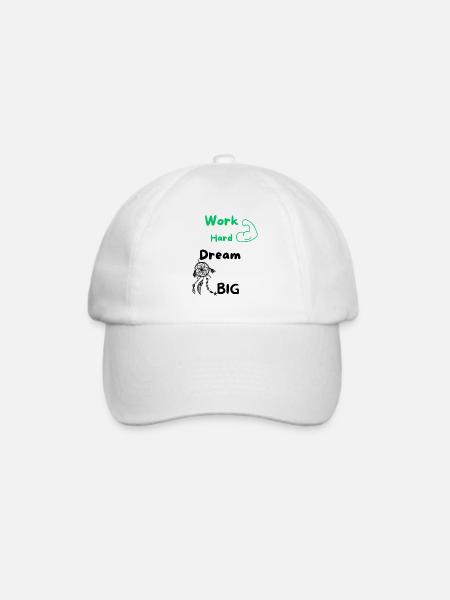 Work Hard Dream Big - Baseballkappe - Weiß/Weiß
