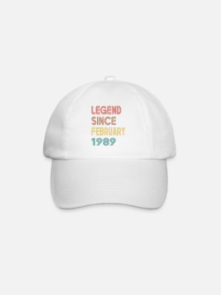 Legende Seit Februar 1989 Herren Damen Jahrgang 1989 - Baseballkappe - Weiß/Weiß