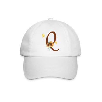 Buchstabe q Sonnenblume Schmetterling - Baseballkappe - Weiß/Weiß - Vorne