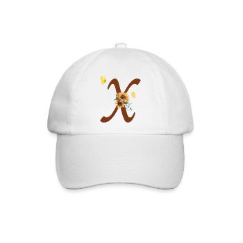 Buchstabe x Sonnenblume Schmetterling - Baseballkappe - Weiß/Weiß - Vorne