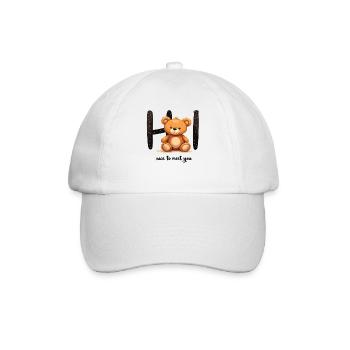 Niedliches Teddy-Motiv – Kindermode mit Herz - Baseballkappe - Weiß/Weiß - Vorne