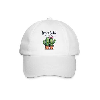 Love is Prickly – Süße Kaktus-Liebe für Paare - Baseballkappe - Weiß/Weiß - Vorne