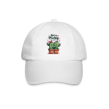 Love is Prickly – Süße Kaktus-Liebe für Paare - Baseballkappe - Weiß/Weiß - Vorne