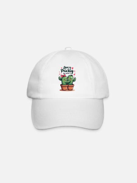 Love is Prickly – Süße Kaktus-Liebe für Paare - Baseballkappe - Weiß/Weiß