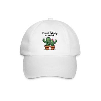 Love is Prickly – Süße Kaktus-Liebe für Paare - Baseballkappe - Weiß/Weiß - Vorne