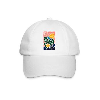 Abstrakte Blumen: Farbenspiel im Stil Matisse - Baseballkappe - Weiß/Weiß - Vorne