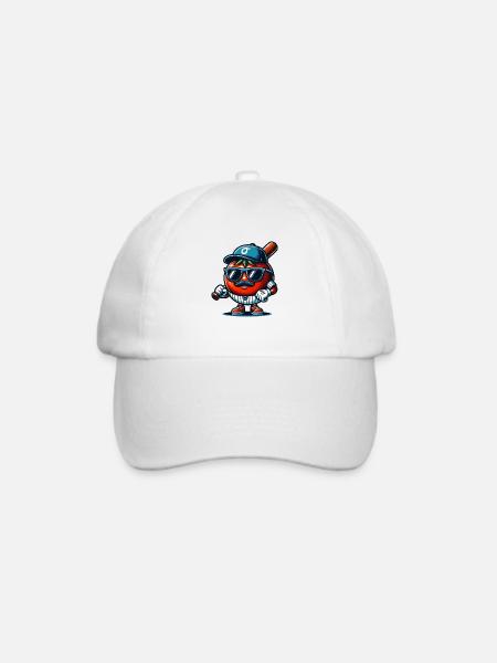 Lustige Tomate Baseball Mütze mit Sonnenbrille - Baseballkappe - Weiß/Weiß