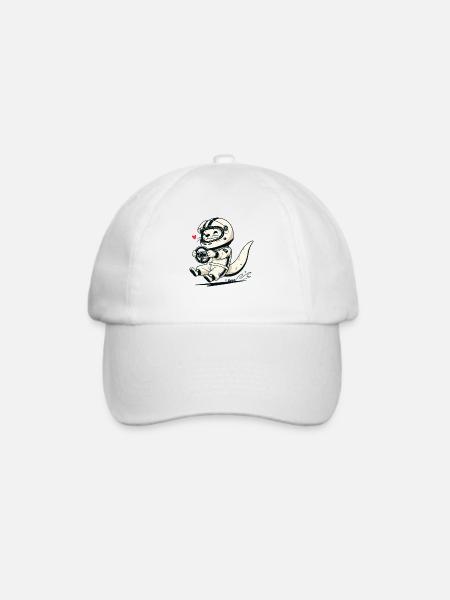 Ein Otter als Rennwagen Fahrer - Baseballkappe - Weiß/Weiß