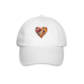 Blumenherz: Romantisches Design für Blumenfans - Baseballkappe - Weiß/Weiß - Vorne