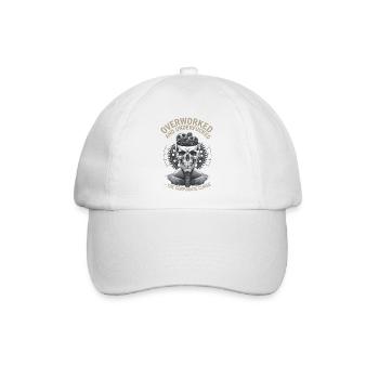 Überlastet & unterbewertet - Corporate Skull Design - Baseballkappe - Weiß/Weiß - Vorne